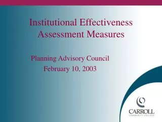 Institutional Effectiveness Assessment Measures