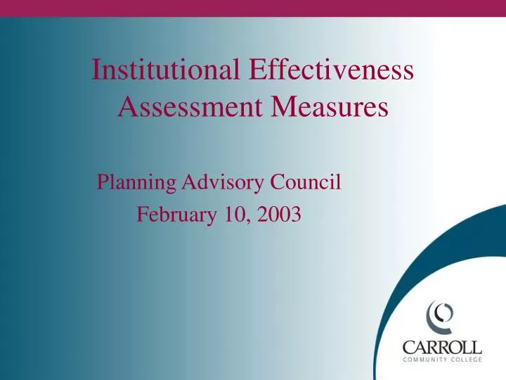institutional effectiveness assessment measures