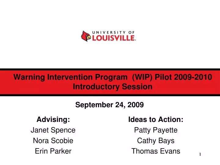 warning intervention program wip pilot 2009 2010 introductory session