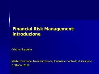 financial risk management introduzione