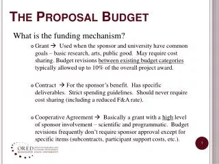 The Proposal Budget