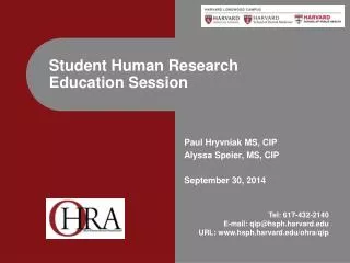 Student Human Research Education Session