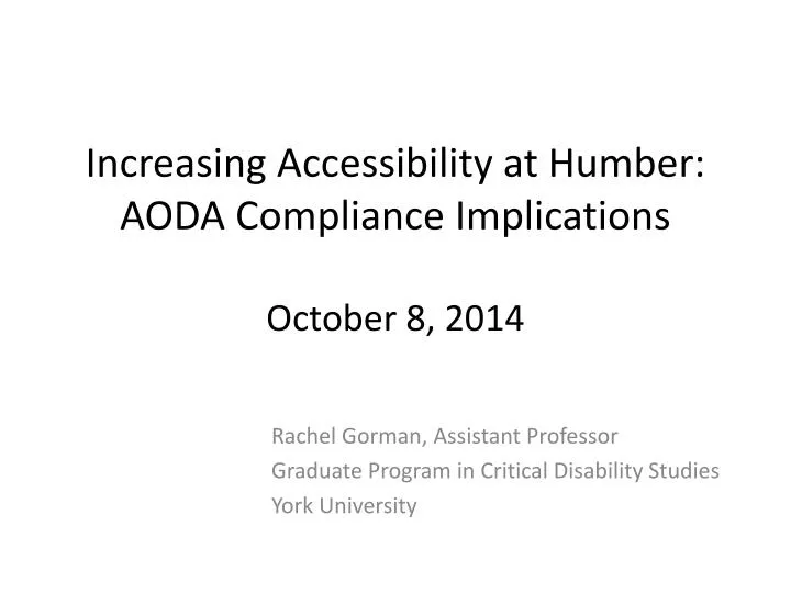 increasing accessibility at humber aoda compliance implications october 8 2014