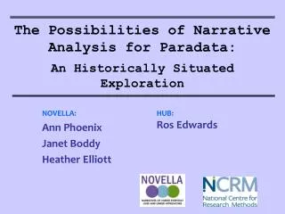 The Possibilities of Narrative Analysis for Paradata: An Historically Situated Exploration