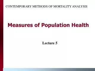 Measures of Population Health