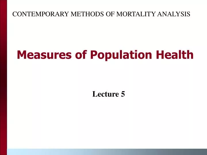 measures of population health