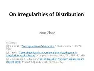 On Irregularities of Distribution