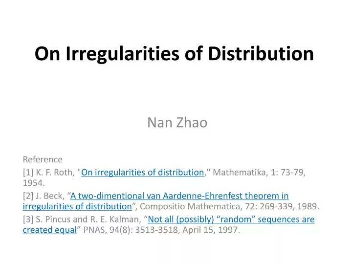 on irregularities of distribution