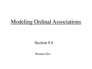 Modeling Ordinal Associations