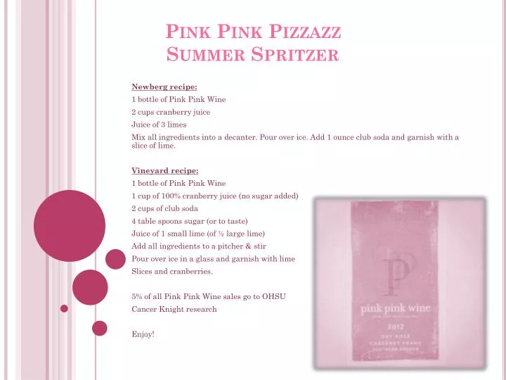 pink pink pizzazz summer spritzer