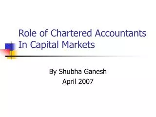 Role of Chartered Accountants In Capital Markets