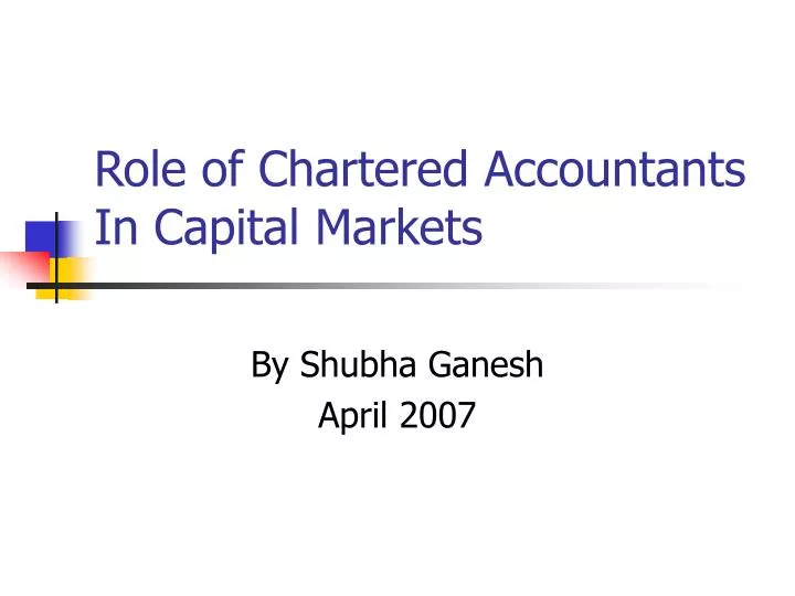 role of chartered accountants in capital markets