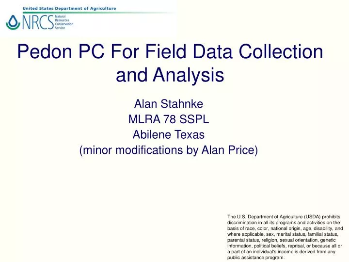 pedon pc for field data collection and analysis