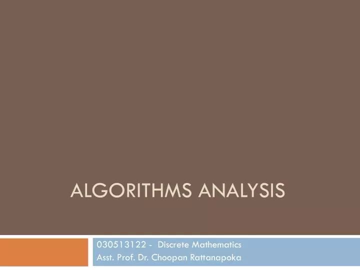 algorithms analysis