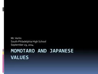 Momotaro and Japanese values