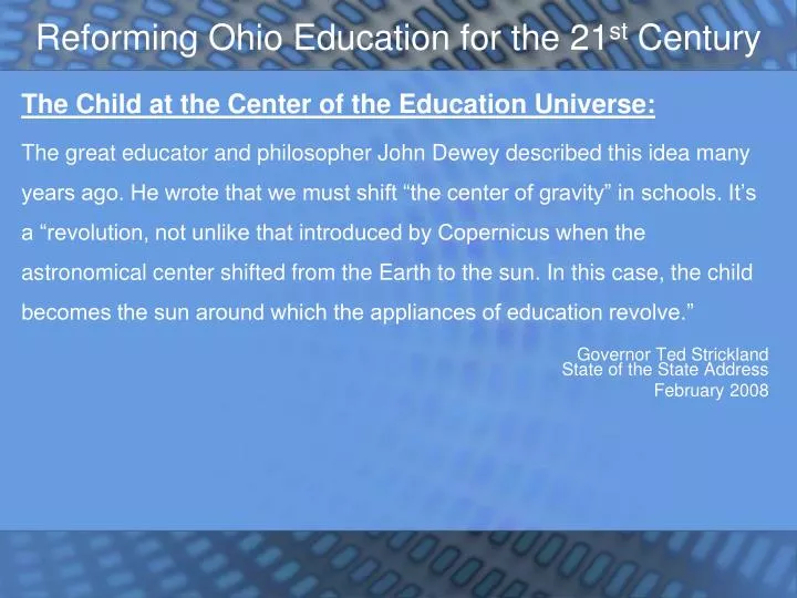 reforming ohio education for the 21 st century