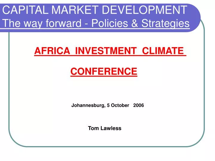 capital market development the way forward policies strategies