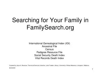 Searching for Your Family in FamilySearch
