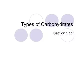 Types of Carbohydrates