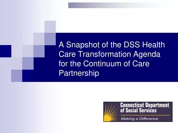 a snapshot of the dss health care transformation agenda for the continuum of care partnership