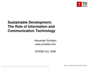 Sustainable Development: The Role of Information and Communication Technology