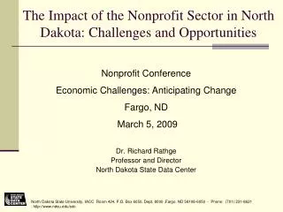 The Impact of the Nonprofit Sector in North Dakota: Challenges and Opportunities
