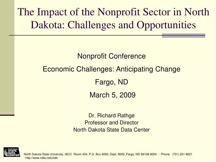 the impact of the nonprofit sector in north dakota challenges and opportunities