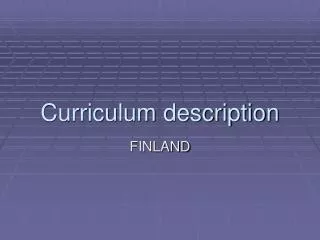 curriculum description