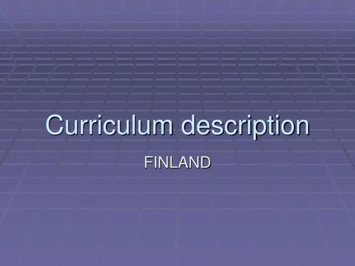 curriculum description