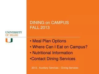 DINING on CAMPUS FALL 2013