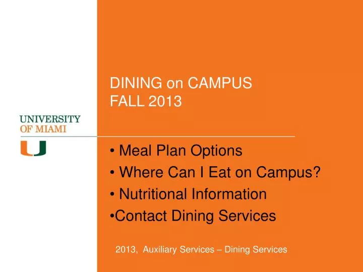 dining on campus fall 2013