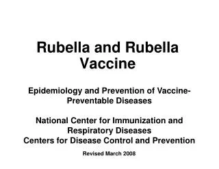 Rubella and Rubella Vaccine