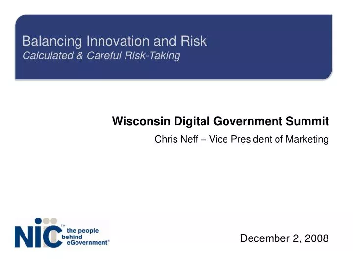 wisconsin digital government summit chris neff vice president of marketing december 2 2008