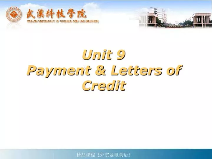 unit 9 payment letters of credit