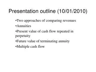 Presentation outline (10/01/2010)