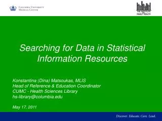Searching for Data in Statistical Information Resources