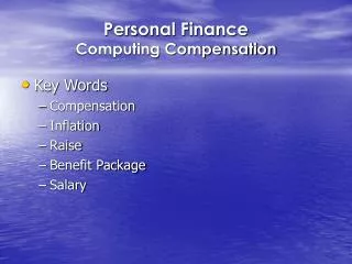Personal Finance Computing Compensation