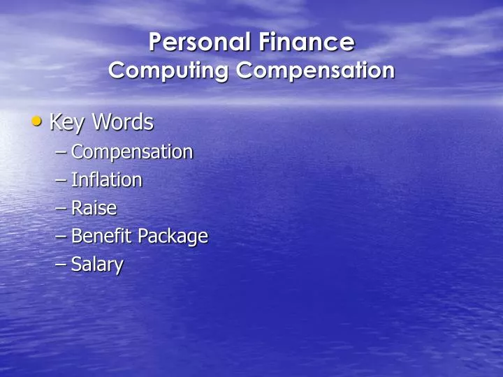 personal finance computing compensation