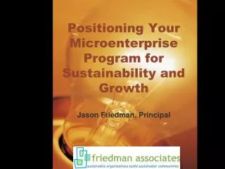 Positioning Your Microenterprise Program for Sustainability and Growth