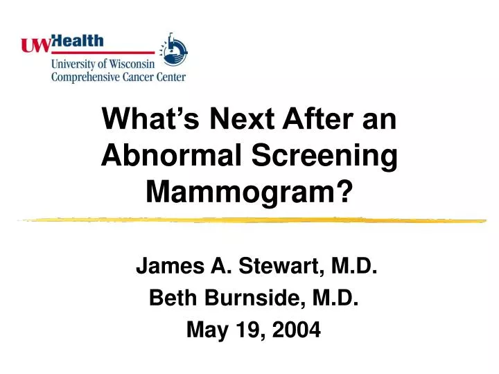 what s next after an abnormal screening mammogram