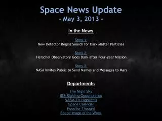 Space News Update - May 3, 2013 -