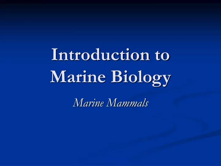 introduction to marine biology