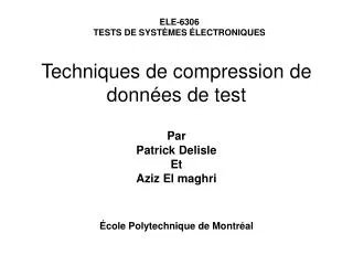 techniques de compression de donn es de test
