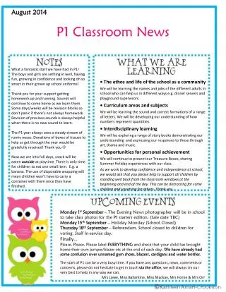 P1 Classroom News