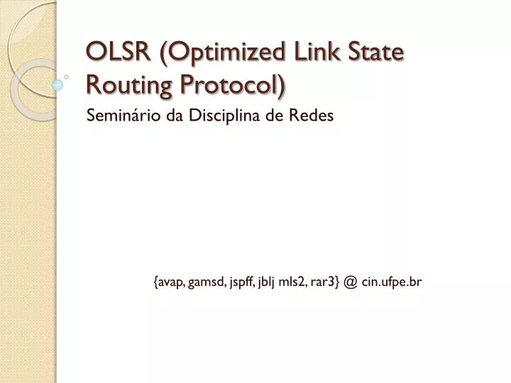 olsr optimized link state routing protocol