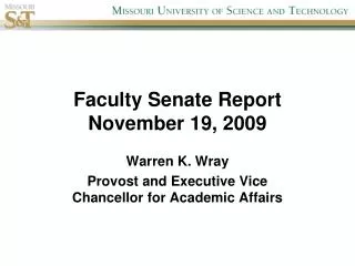 Faculty Senate Report November 19, 2009