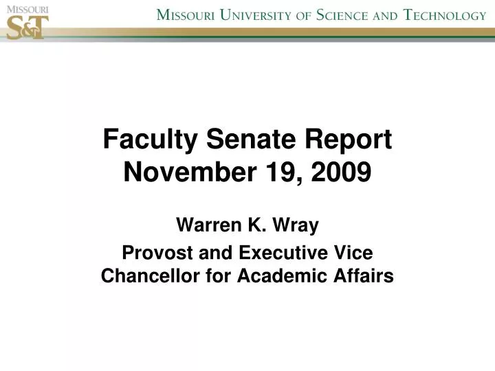 faculty senate report november 19 2009