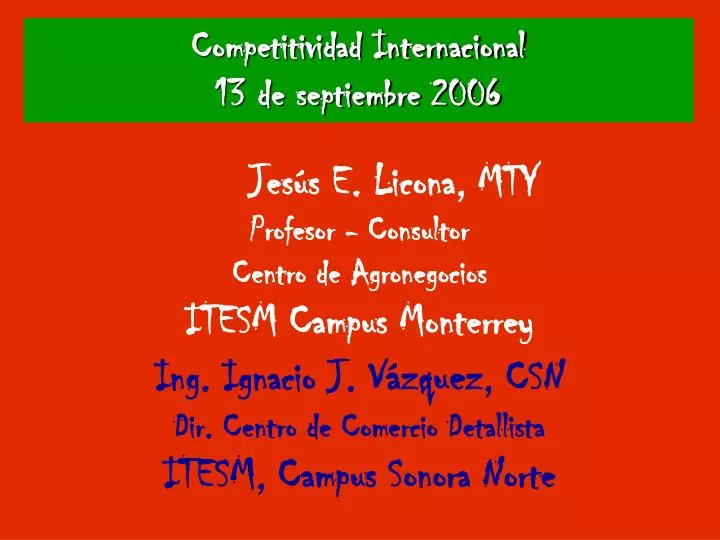 competitividad internacional 13 de septiembre 2006
