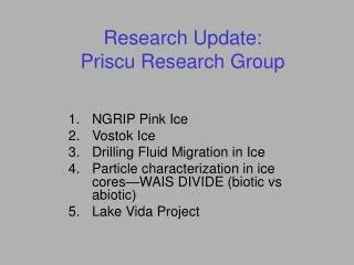 Research Update: Priscu Research Group