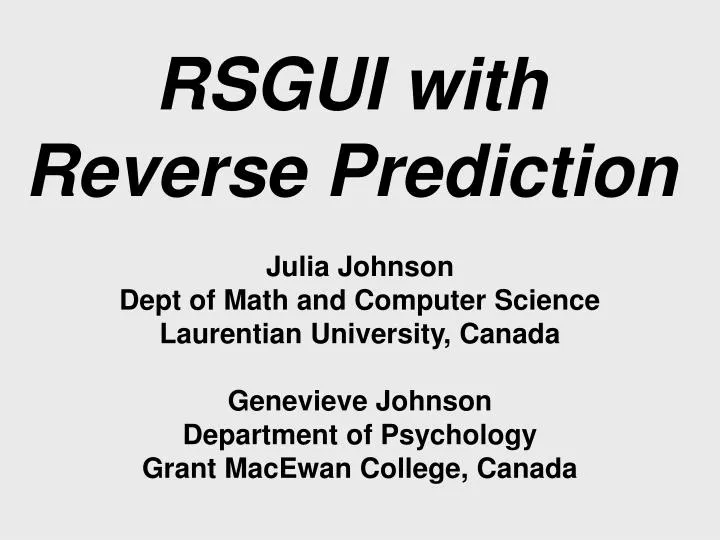 rsgui with reverse prediction